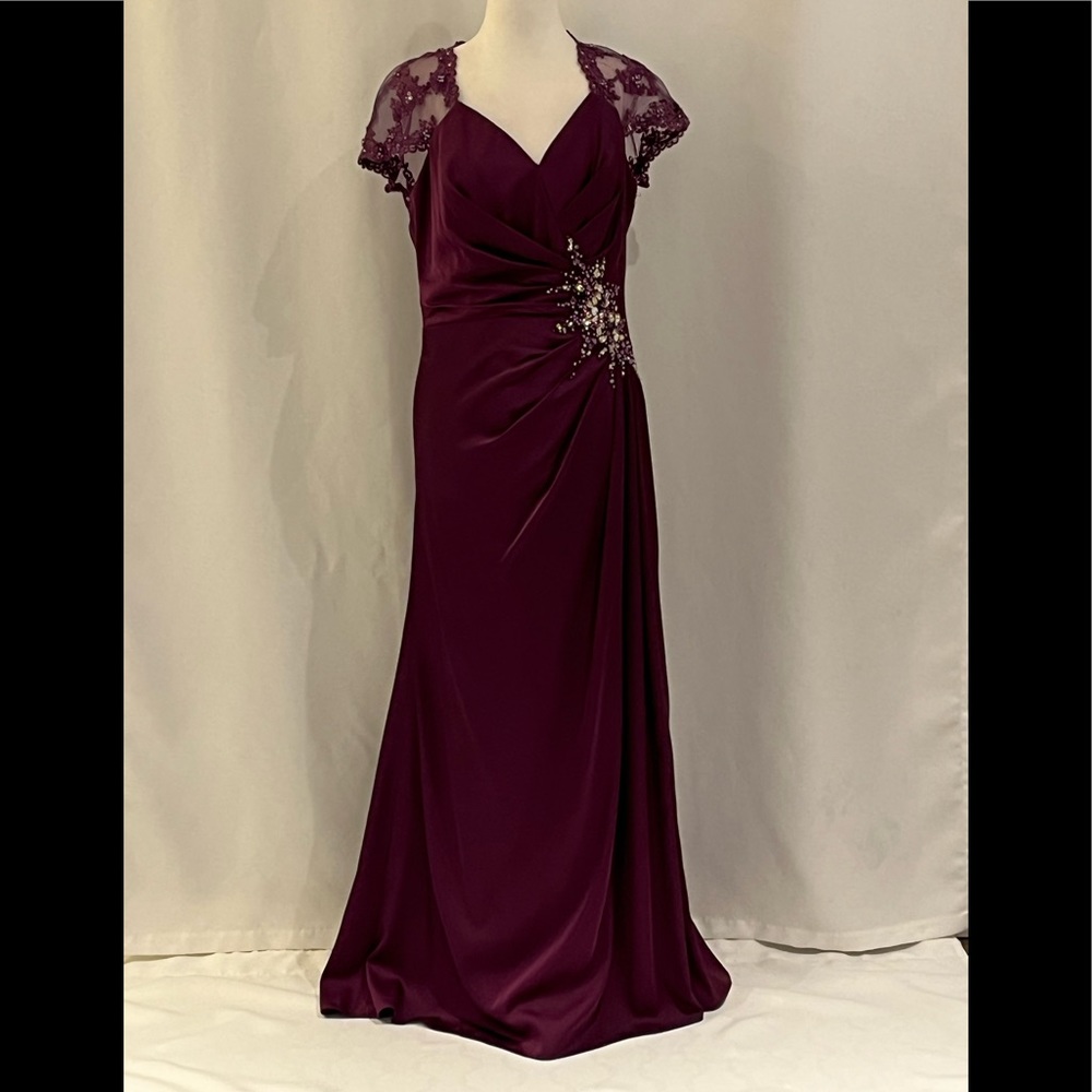 Only you By Aglaia Long Purple Lace & Beaded Dress